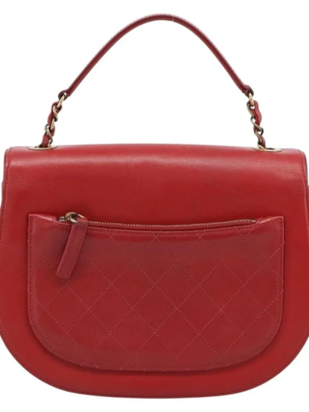 CHANEL Chain Shoulder Bag Calf Skin Red CC Auth ka4671M